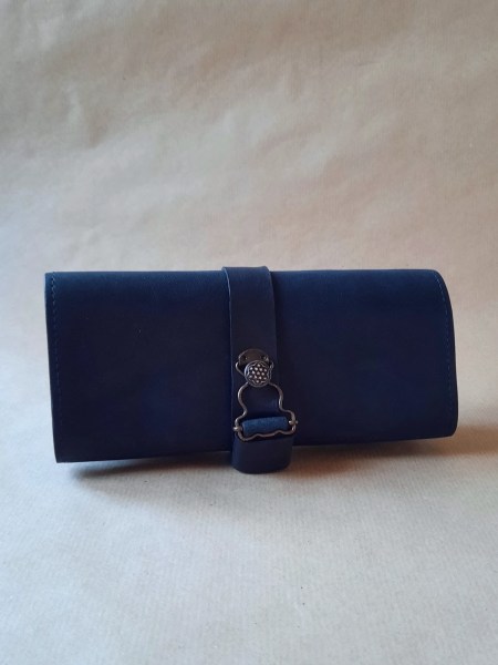 Marmotte en cuir bleu pour 3 montres – Emmanuelle Olivier Maroquinerie