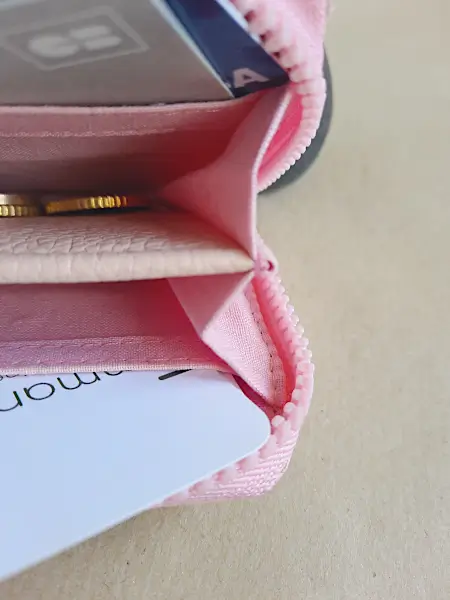 Porte monnaie Zip en cuir rose clair - Emmanuelle Olivier Maroquinerie