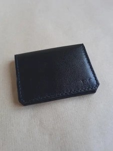 Porte-cartes en cuir noir - Cuir lisse - Emmanuelle Olivier Maroquinerie