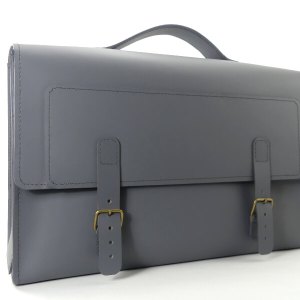 Cartable Homme cuir lisse gris foncé - Modèle Le 3 pièces - Emmanuelle Olivier Maroquinerie