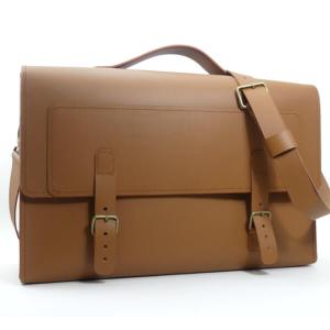 Cartable Homme cuir lisse marron clair - Modèle Le 3 pièces - Emmanuelle Olivier Maroquinerie