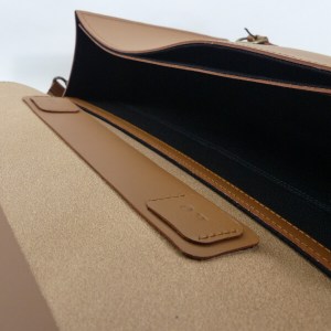 Cartable Homme cuir lisse marron clair - Modèle Le 3 pièces - Emmanuelle Olivier Maroquinerie