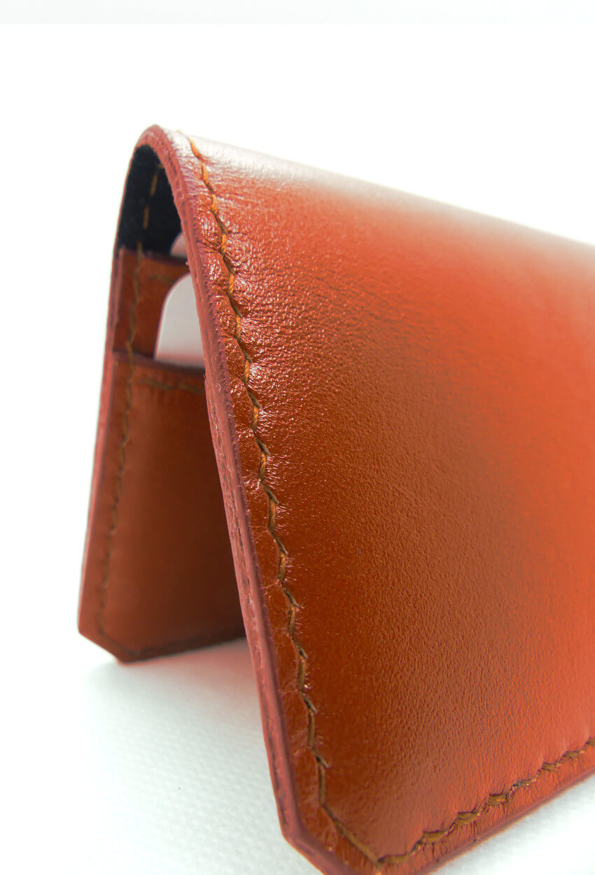 Porte-cartes en cuir lisse marron - Fabrication française