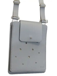Pochette pour téléphone portable en cuir gris foncé - Emmanuelle Olivier Maroquinerie