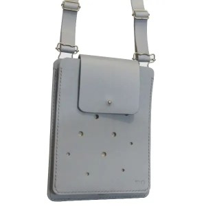 Pochette pour téléphone portable en cuir gris foncé - Emmanuelle Olivier Maroquinerie