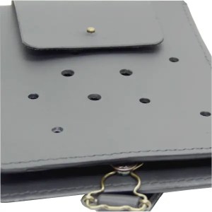 Pochette pour téléphone portable en cuir noir - Emmanuelle Olivier Maroquinerie