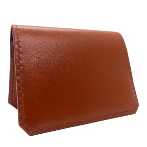 Porte-cartes en cuir lisse marron - Emmanuelle Olivier Maroquinerie