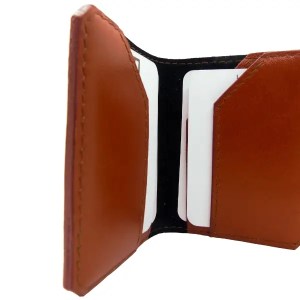 Porte-cartes en cuir lisse marron - Emmanuelle Olivier Maroquinerie