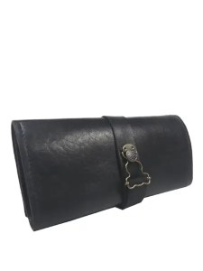 Marmotte en cuir noir pour 3 montres – Emmanuelle Olivier Maroquinerie