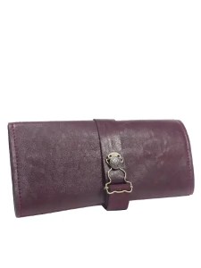 Marmotte en cuir en cuir rouge Bordeaux pour 3 montres – Emmanuelle Olivier Maroquinerie