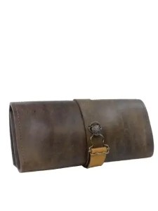 Marmotte en cuir marron vintage pour 3 montres – Emmanuelle Olivier Maroquinerie