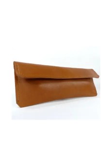 Trousse en cuir marron cognac - Emmanuelle Olivier Maroquinerie