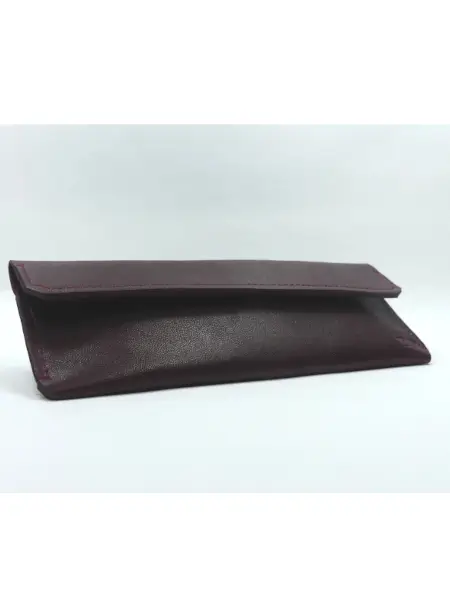 Trousse en cuir rouge bordeaux - Emmanuelle Olivier Maroquinerie