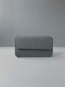 Pochette à billets - Collection Le Galet - Cuir gris - Emmanuelle Olivier Maroquinerie